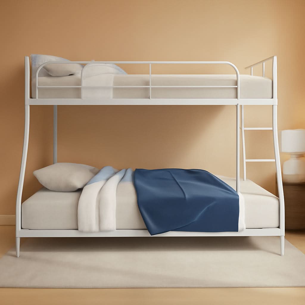 Twin Over Full Metal Bunk Bed With Flat Ladder Guard Rail