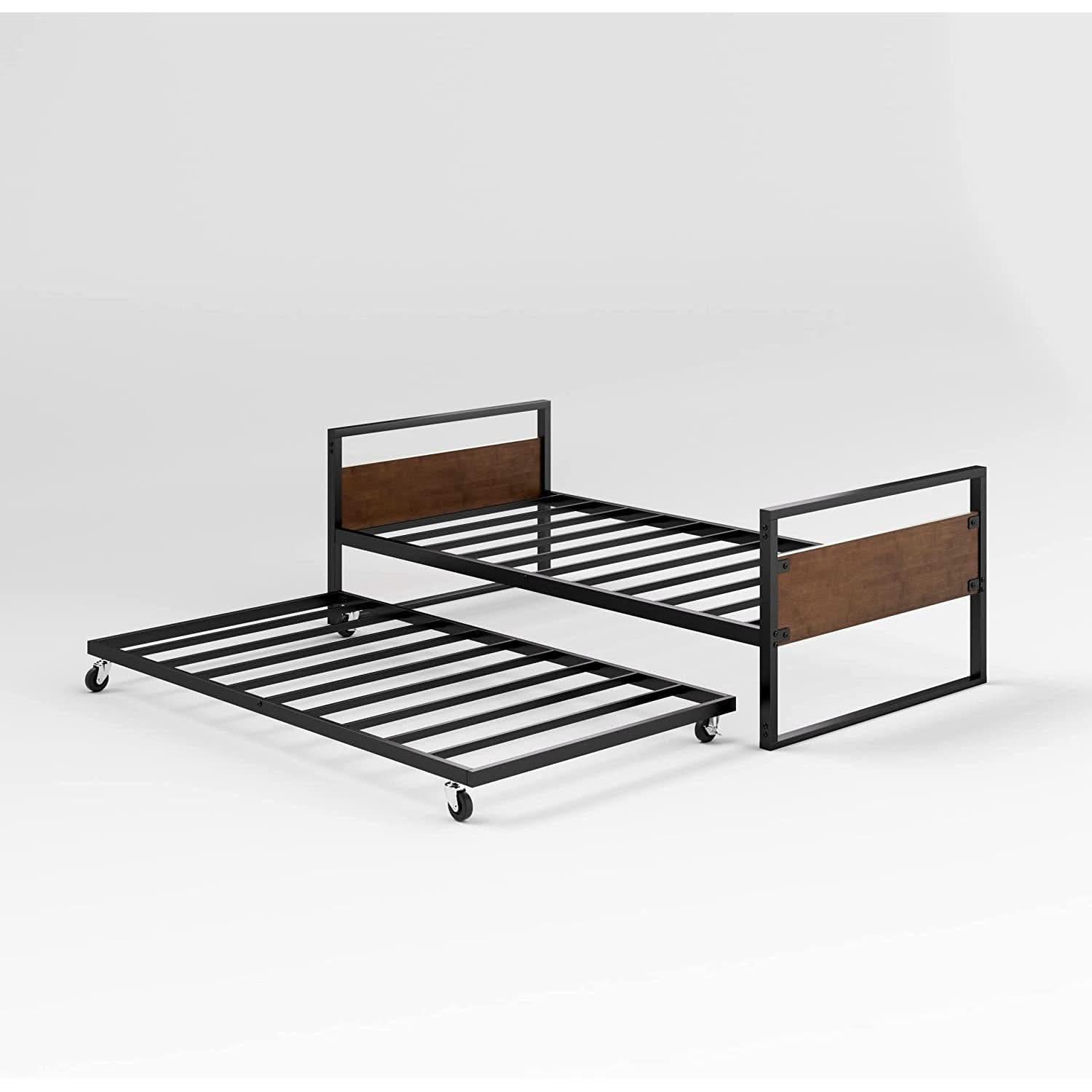 Twin Over Full Metal Bunk Beds With Trundle In Black