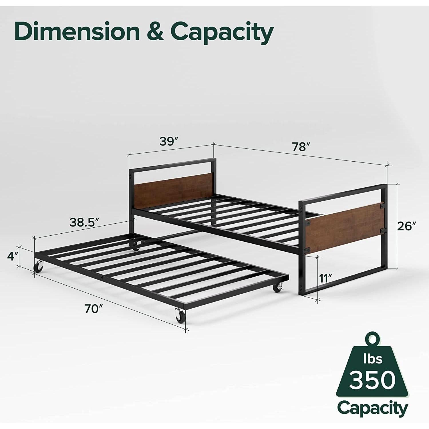 Twin Over Full Metal Bunk Beds With Trundle In Black