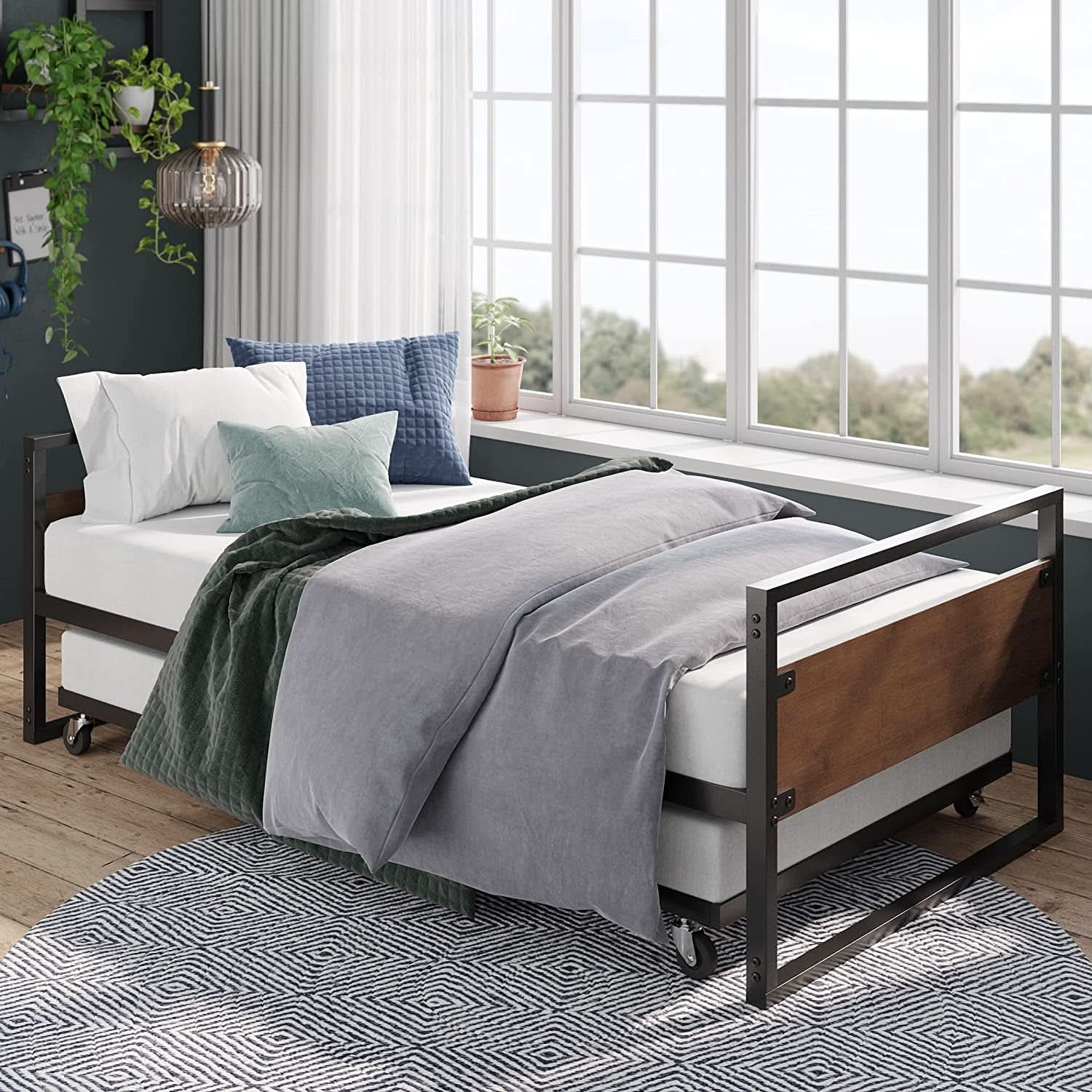 Twin Over Full Metal Bunk Beds With Trundle In Black