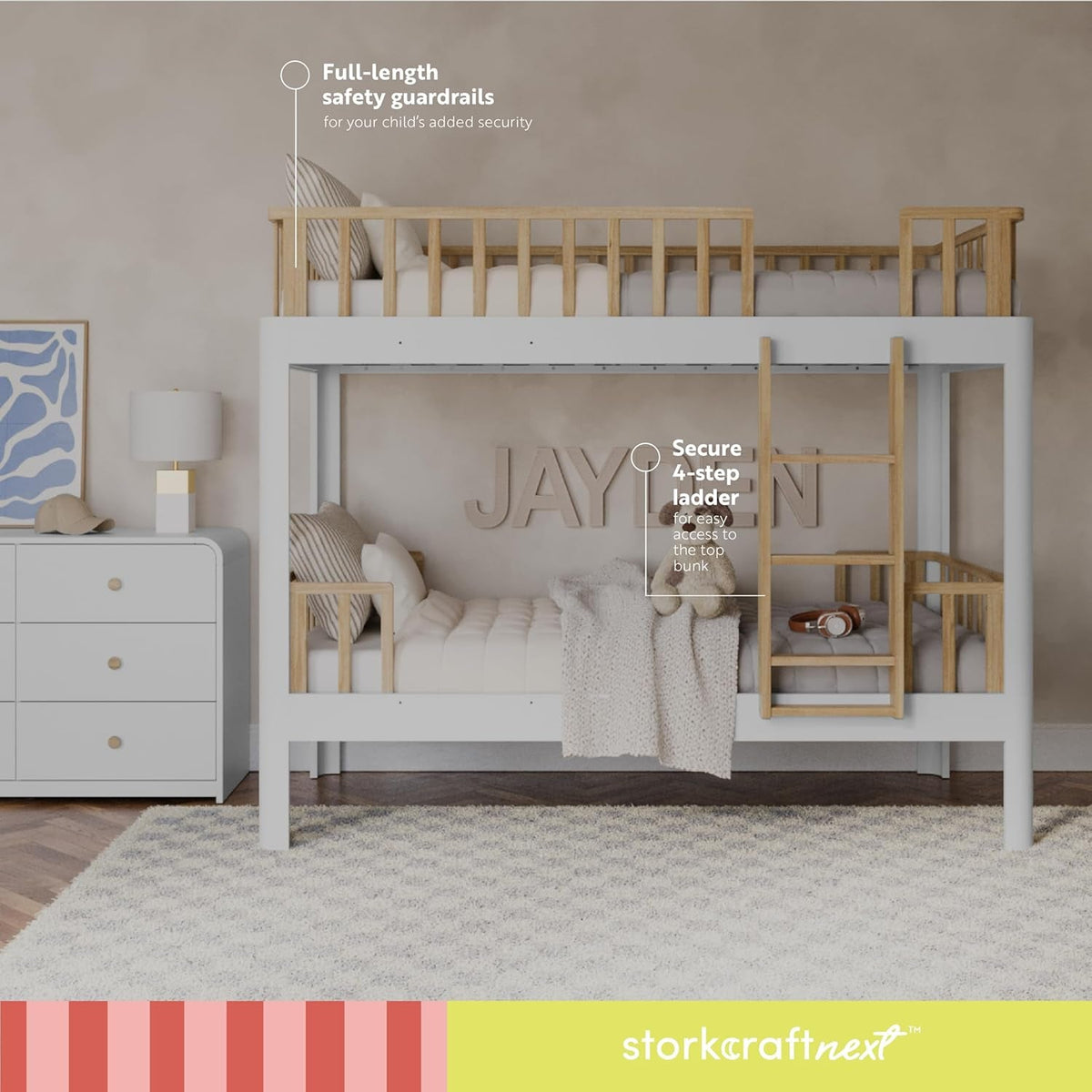 Twin-Over-Twin 5-In-1 Convertible Bunk Bed White Finish