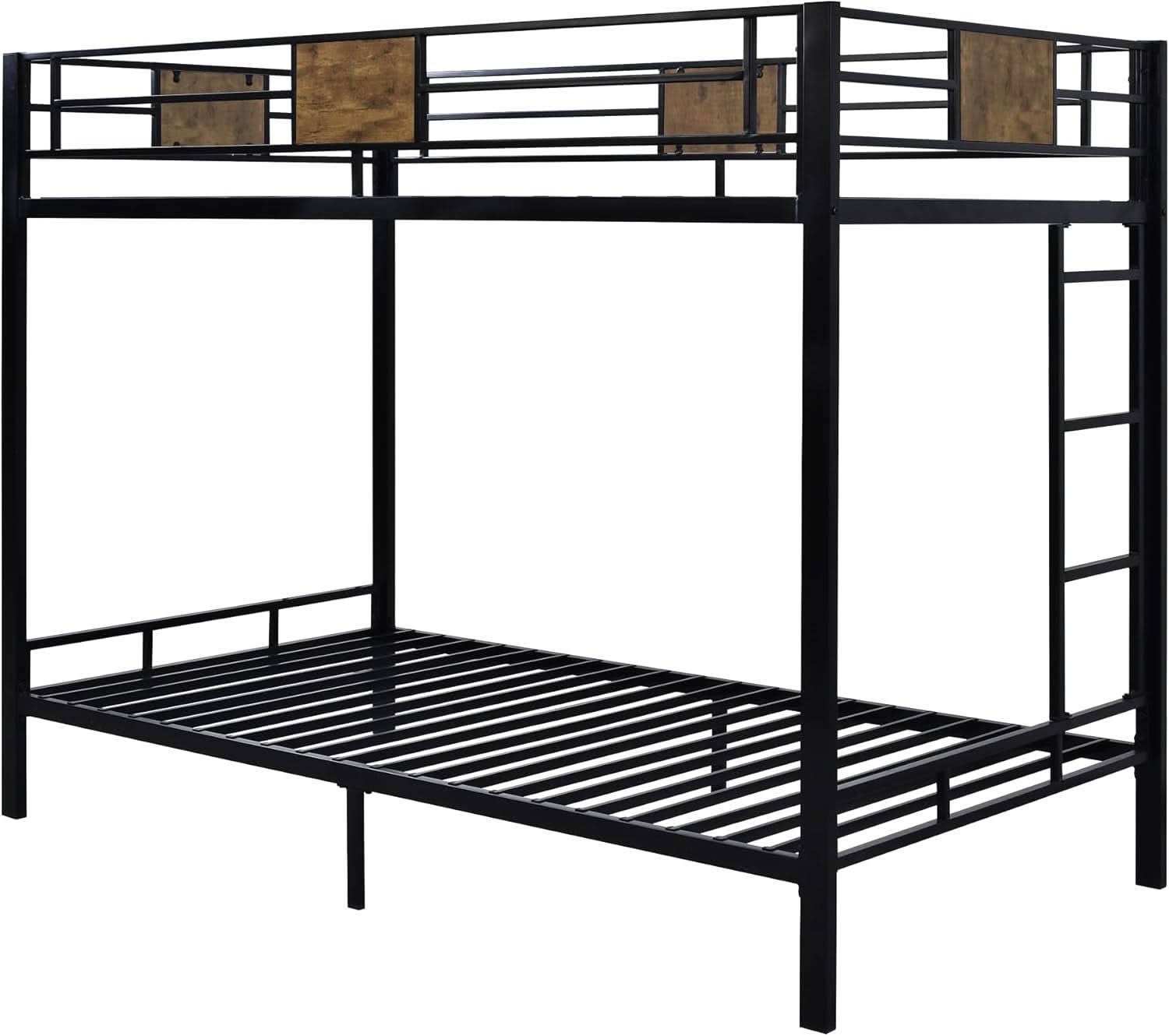 Twin Over Twin Bunk Bed Black Space Saving Metal Frame