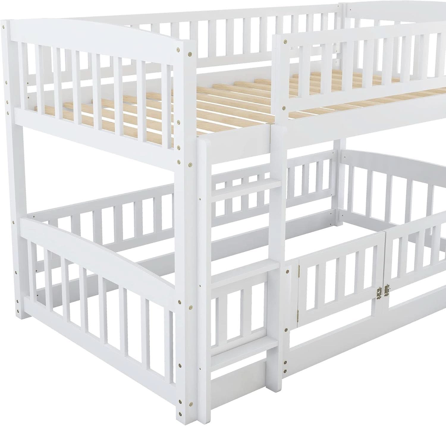 Twin Over Twin Bunk Bed With Slide And Stairs White