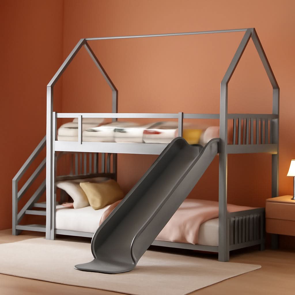 Twin Over Twin Bunk Bed With Slide And Storage Stairs