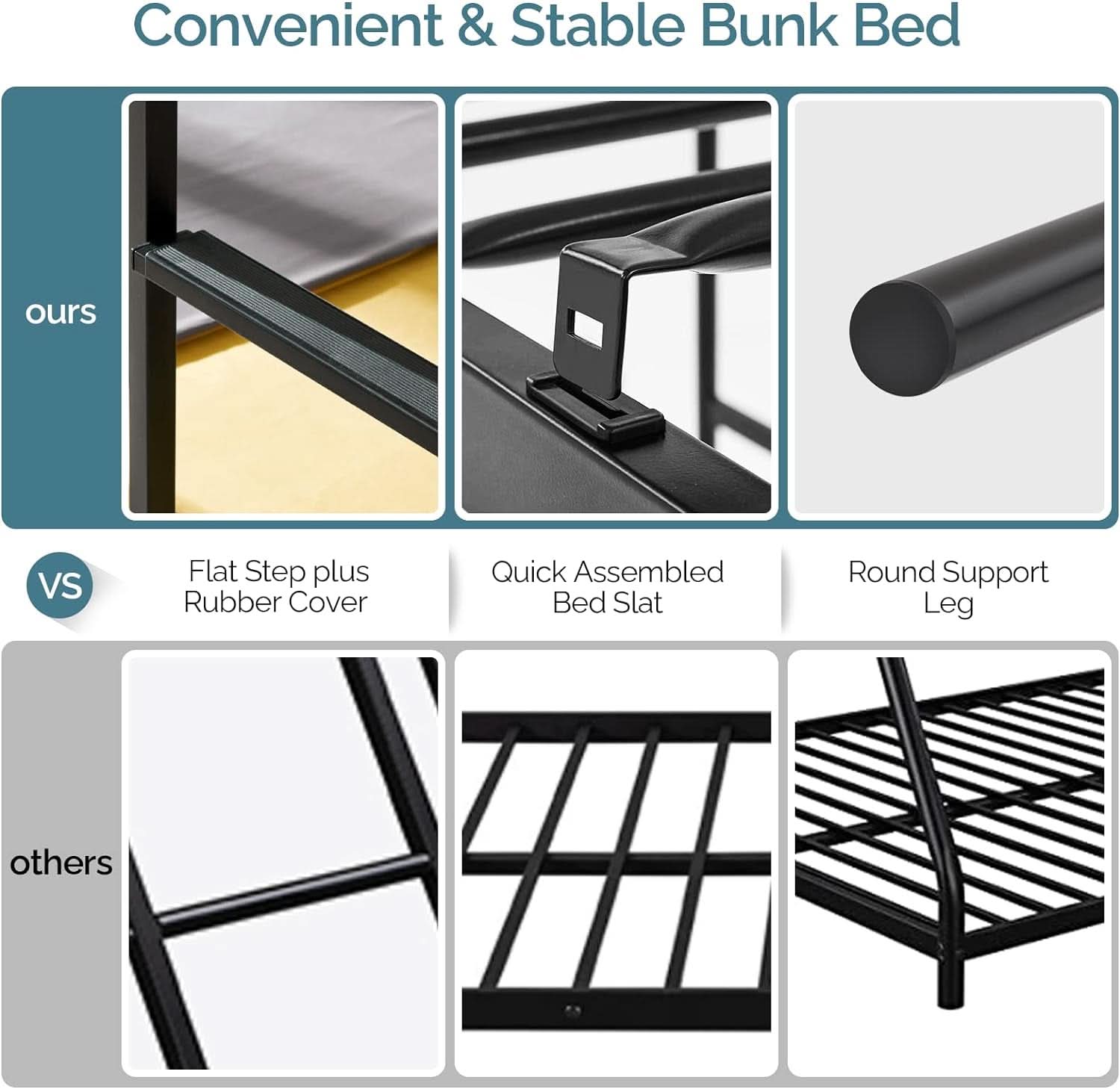 Twin Over Twin Bunk Bed With Stairs Black Metal Frame