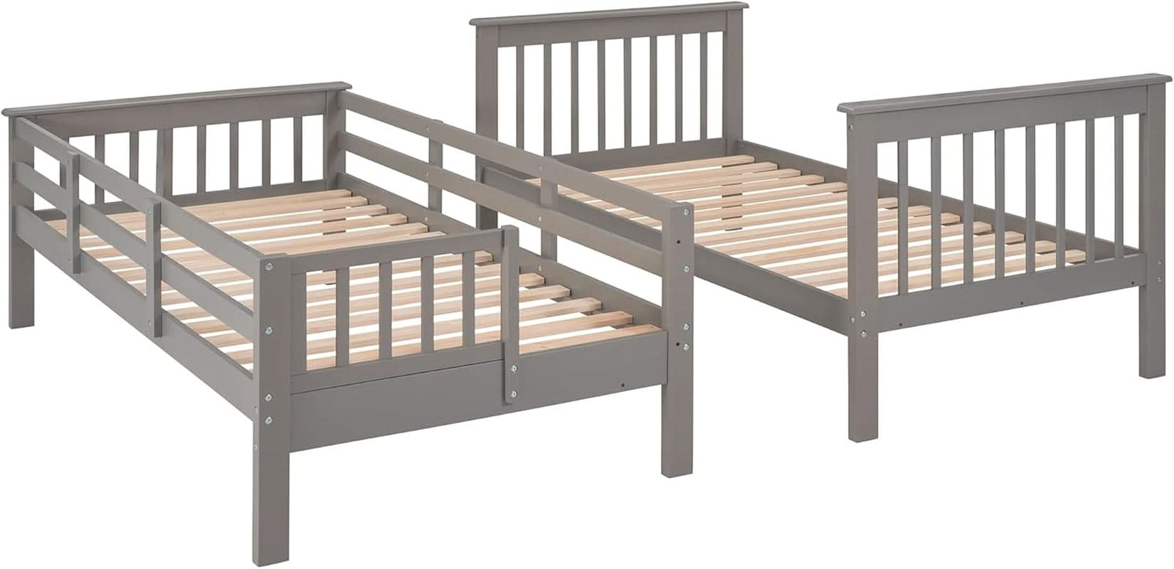 Twin Over Twin Bunk Beds With Stairs Grey For Kids Dorm