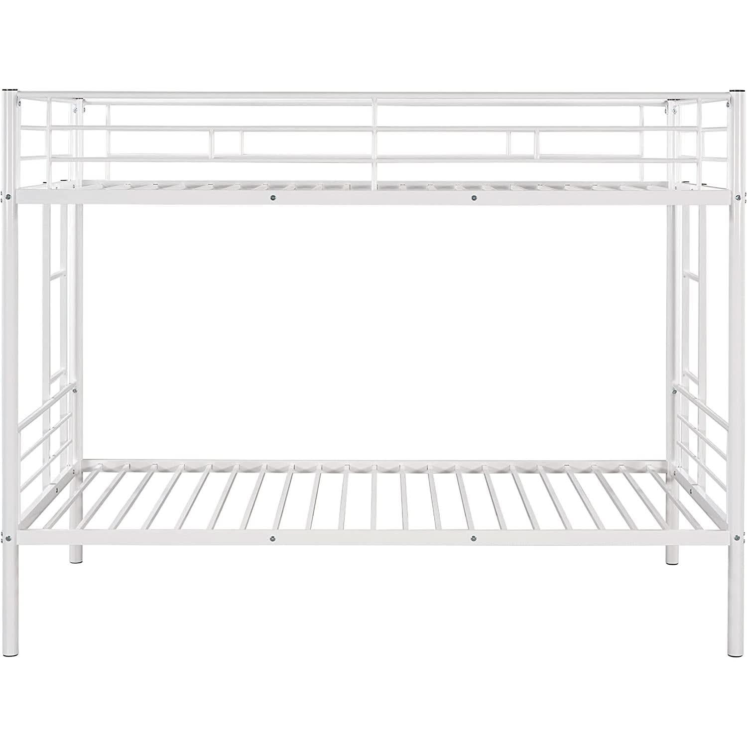 Twin Over Twin Metal Bunk Bed With 2 Ladders White