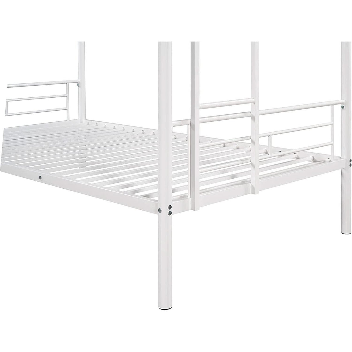 Twin Over Twin Metal Bunk Bed With 2 Ladders White