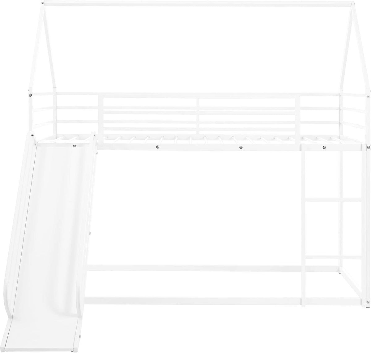 Twin Over Twin Metal Floor Bunk Bed With Slide Playhouse