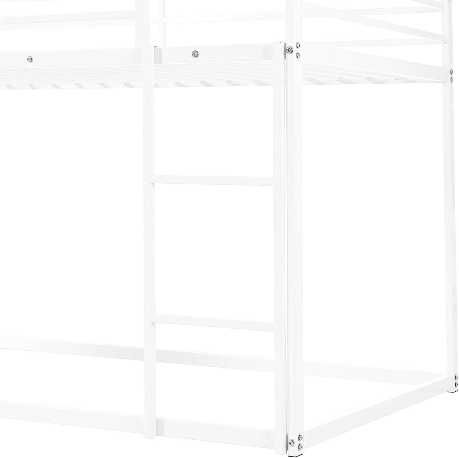 Twin Over Twin Metal Floor Bunk Bed With Slide Playhouse