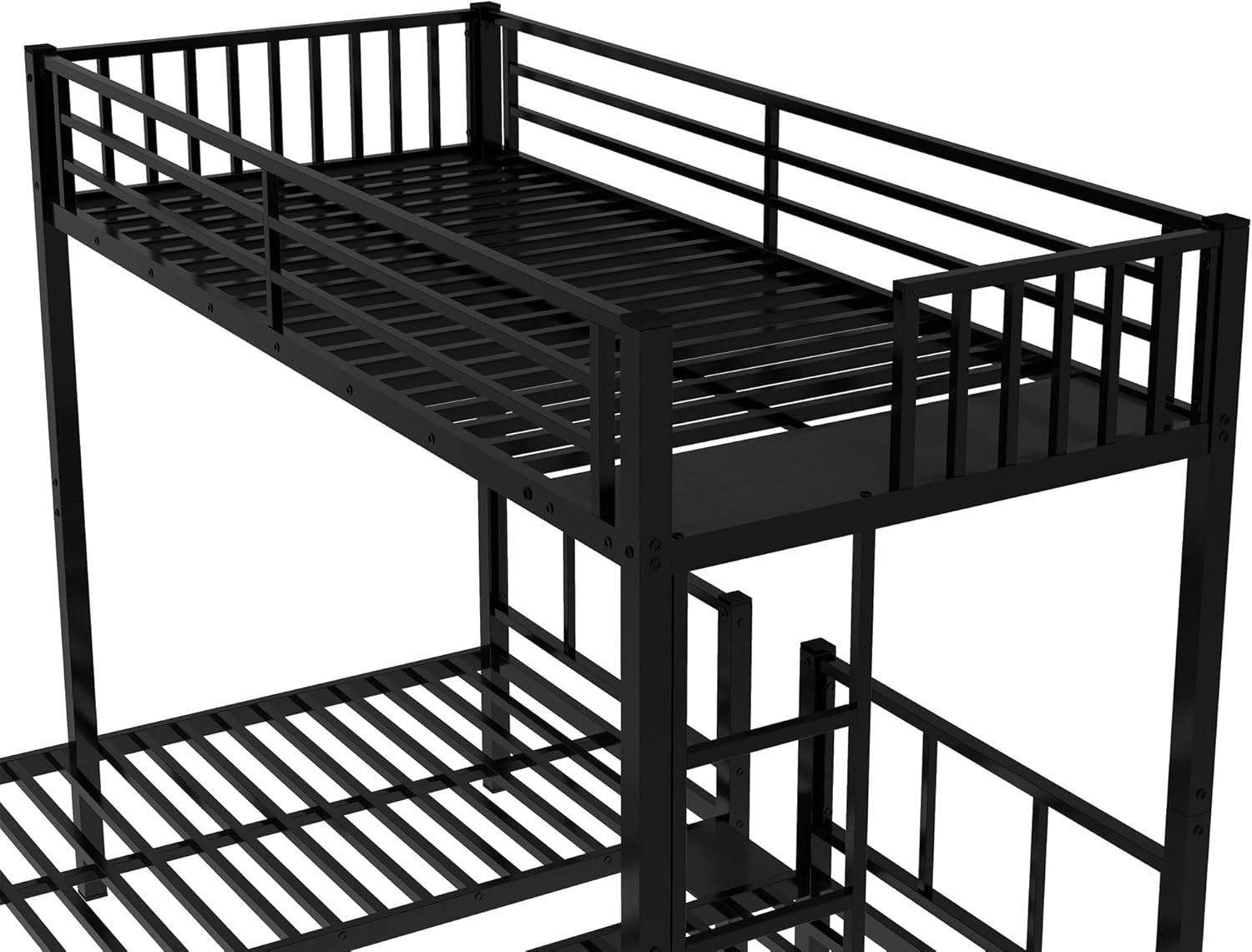 Twin Over Twin Over Twin Bunk Bed For 3 Kids Black