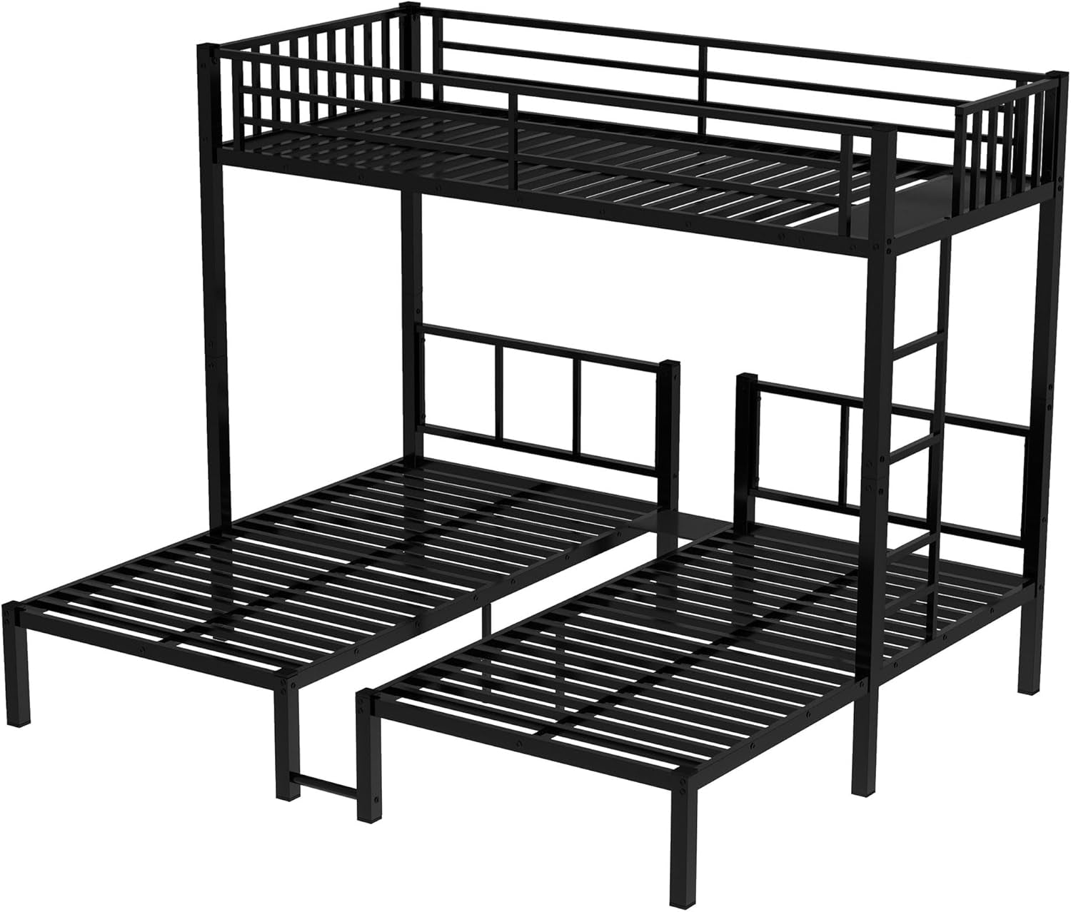 Twin Over Twin Over Twin Bunk Bed For 3 Kids Black