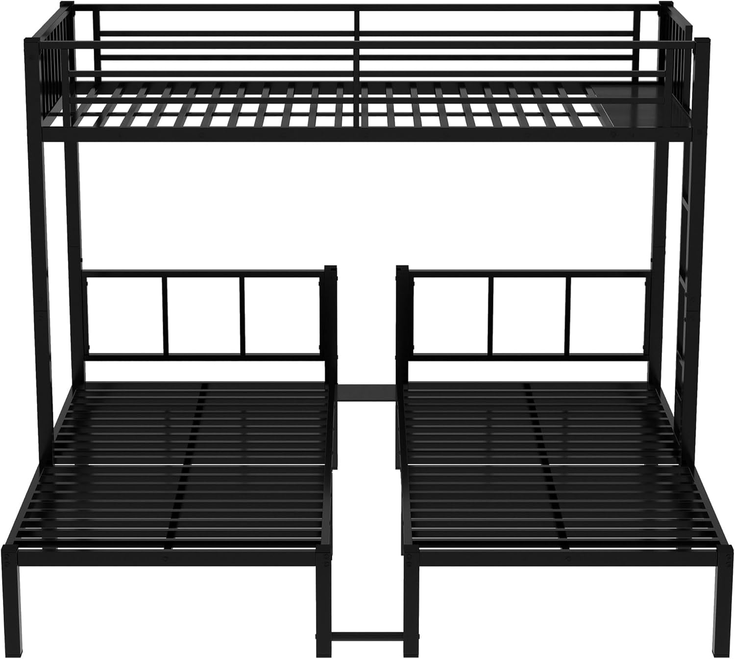 Twin Over Twin Over Twin Bunk Bed For 3 Kids Black