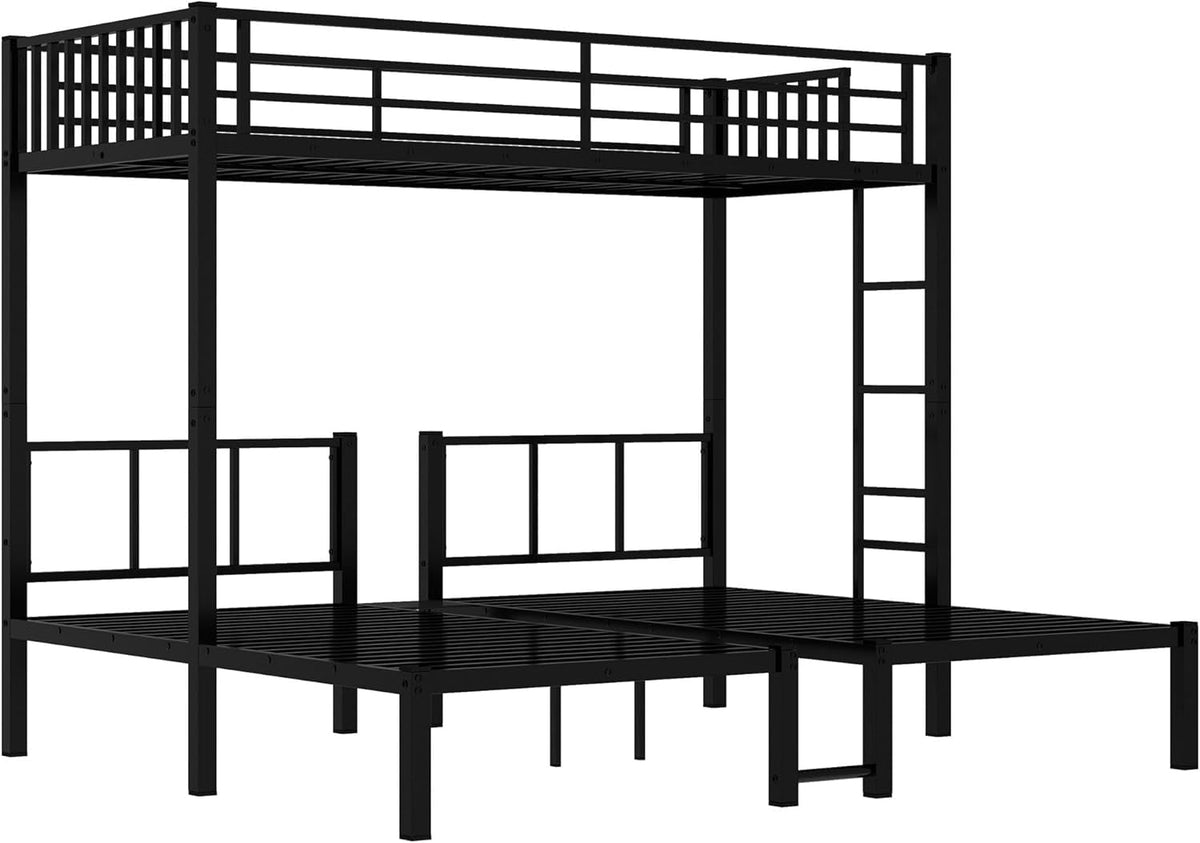 Twin Over Twin Over Twin Bunk Bed For 3 Kids Black