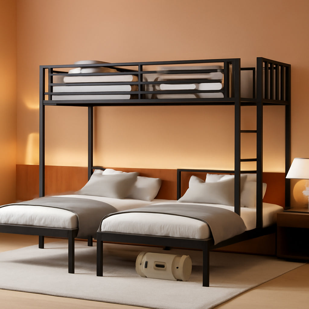 Twin Over Twin Over Twin Bunk Bed For 3 Kids Black