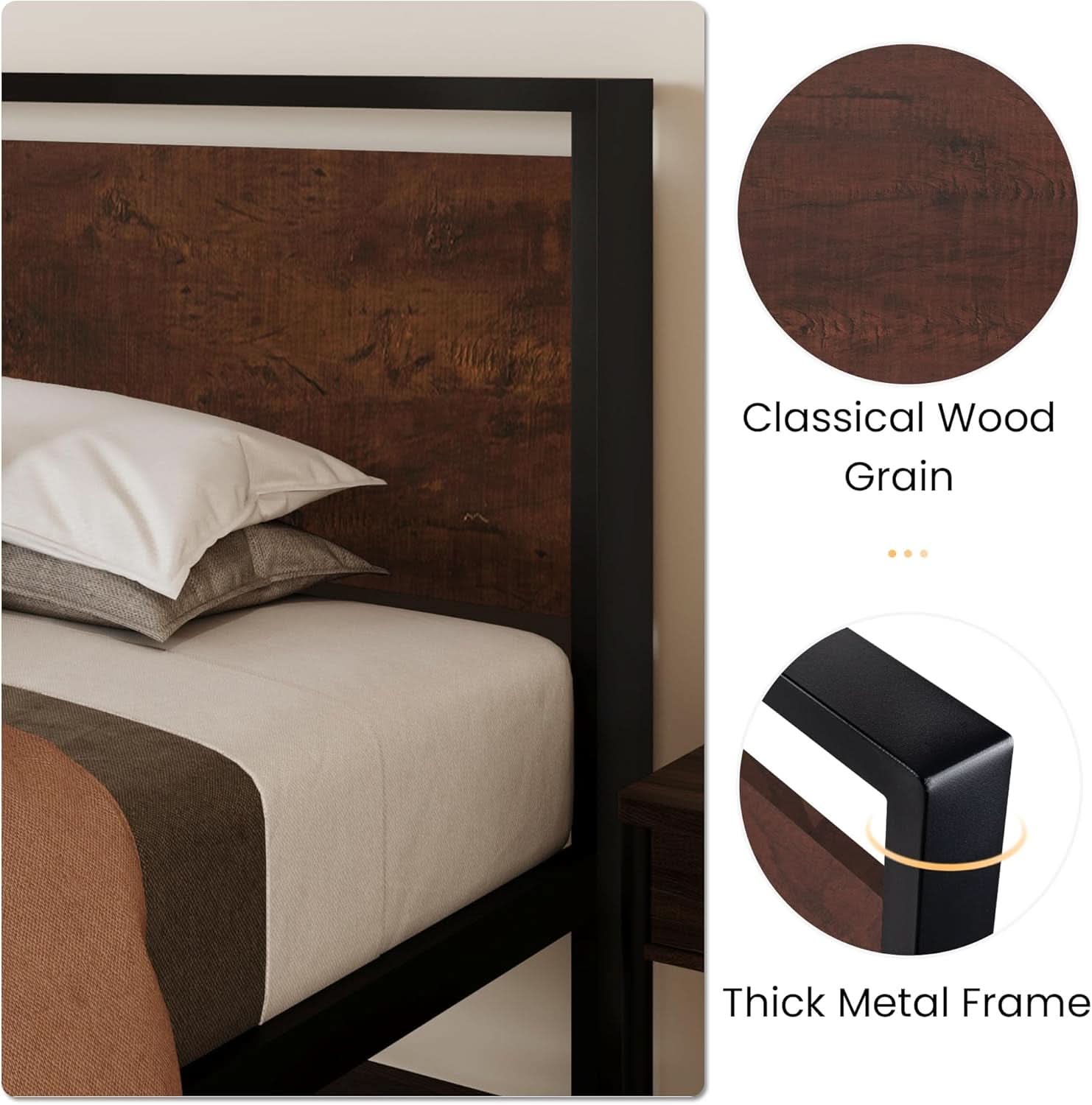 Twin Platform Bed Frame With Under Bed Storage Industrial Style