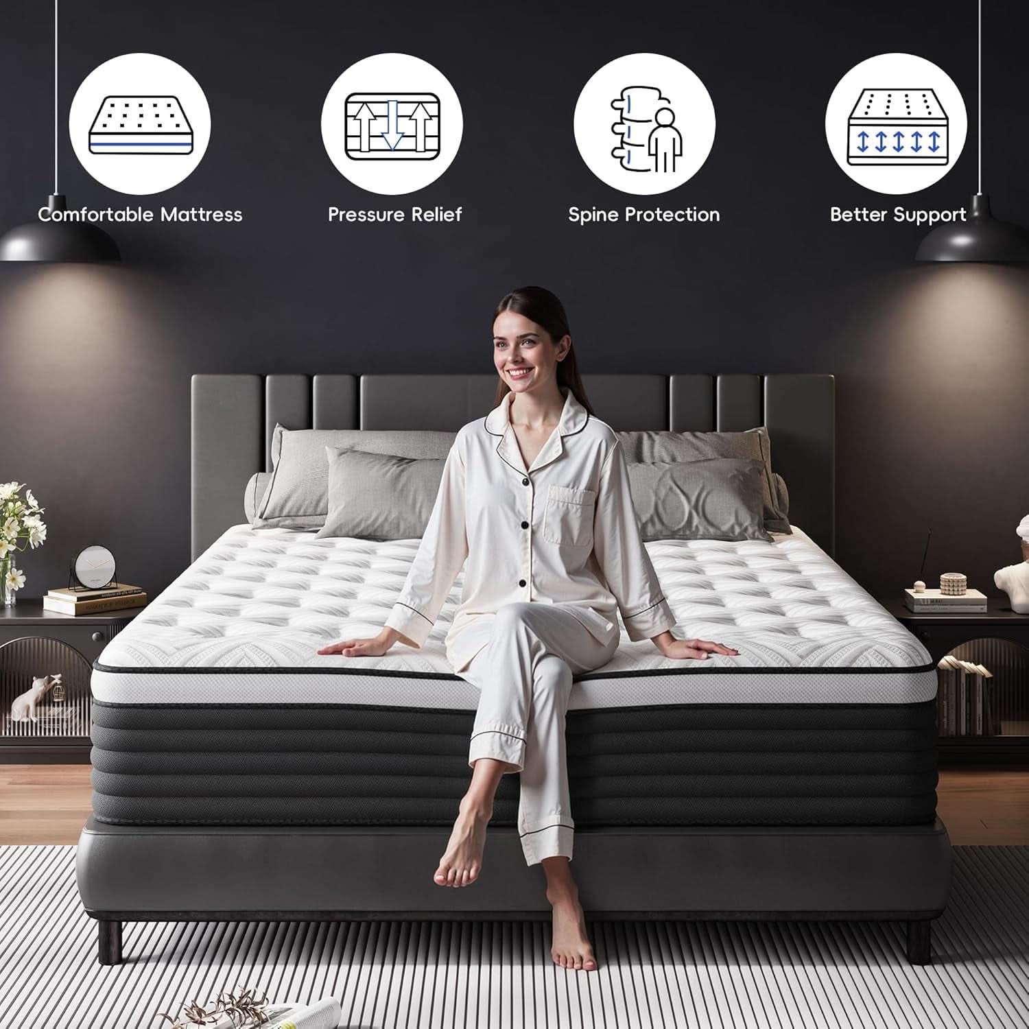 Twin Pressure Relief Memory Foam Hybrid Mattress Pocketed