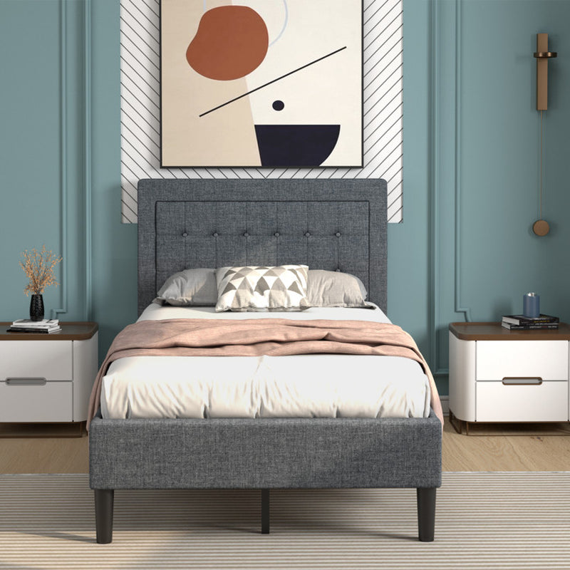 Twin Size Bed Frame Button Tufted Headboard Modern