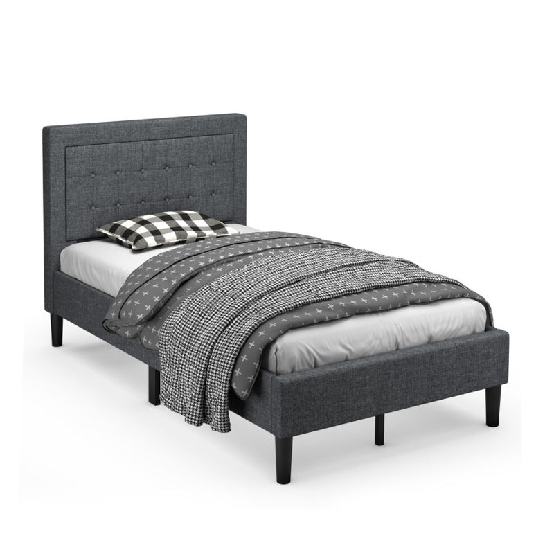 Twin Size Bed Frame Button Tufted Headboard Modern