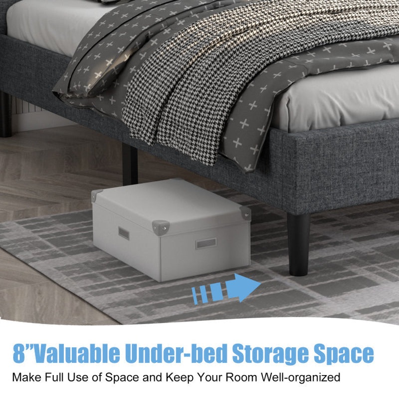 Twin Size Bed Frame Button Tufted Headboard Modern
