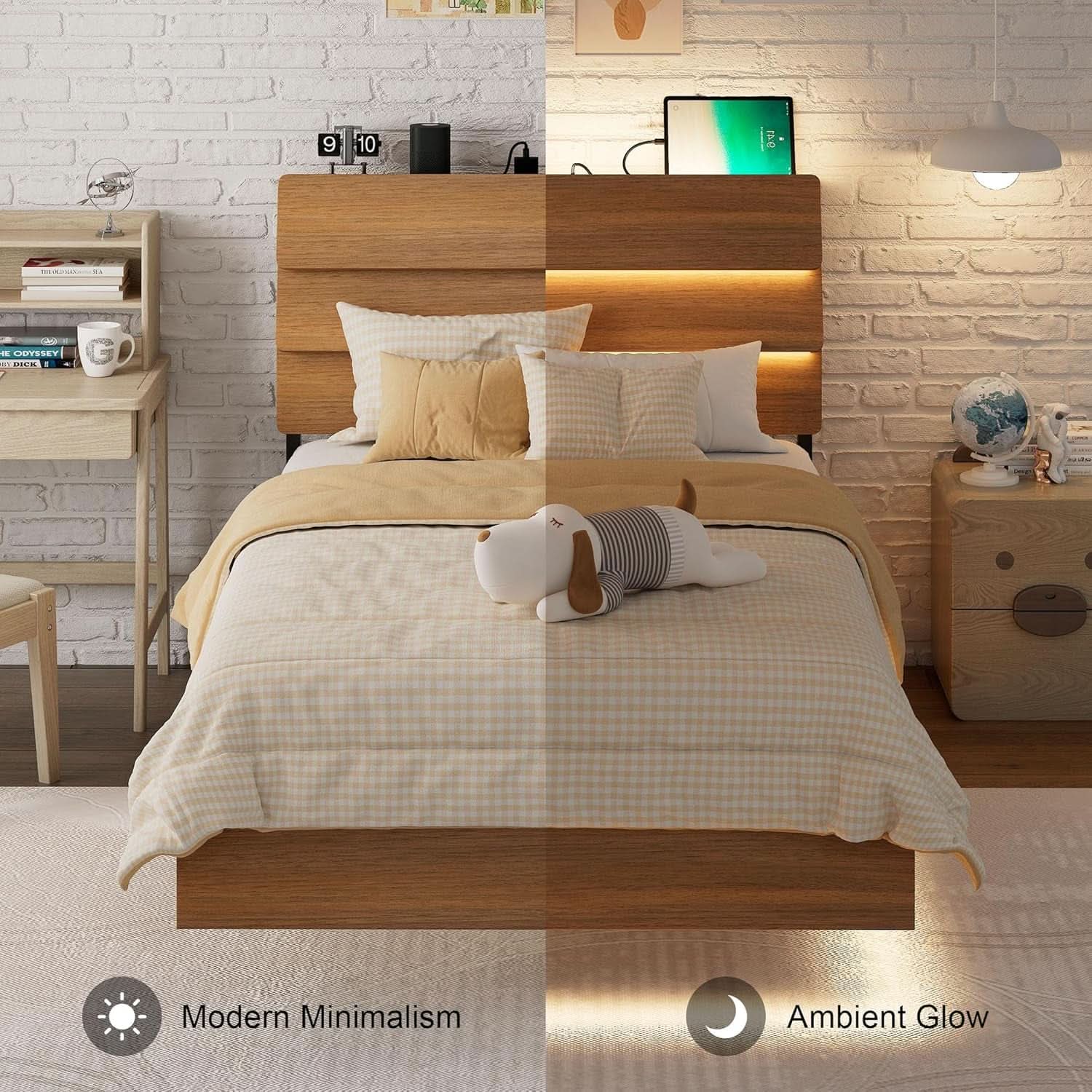Twin Size Floating Bed Frame With RGB LED Lighting