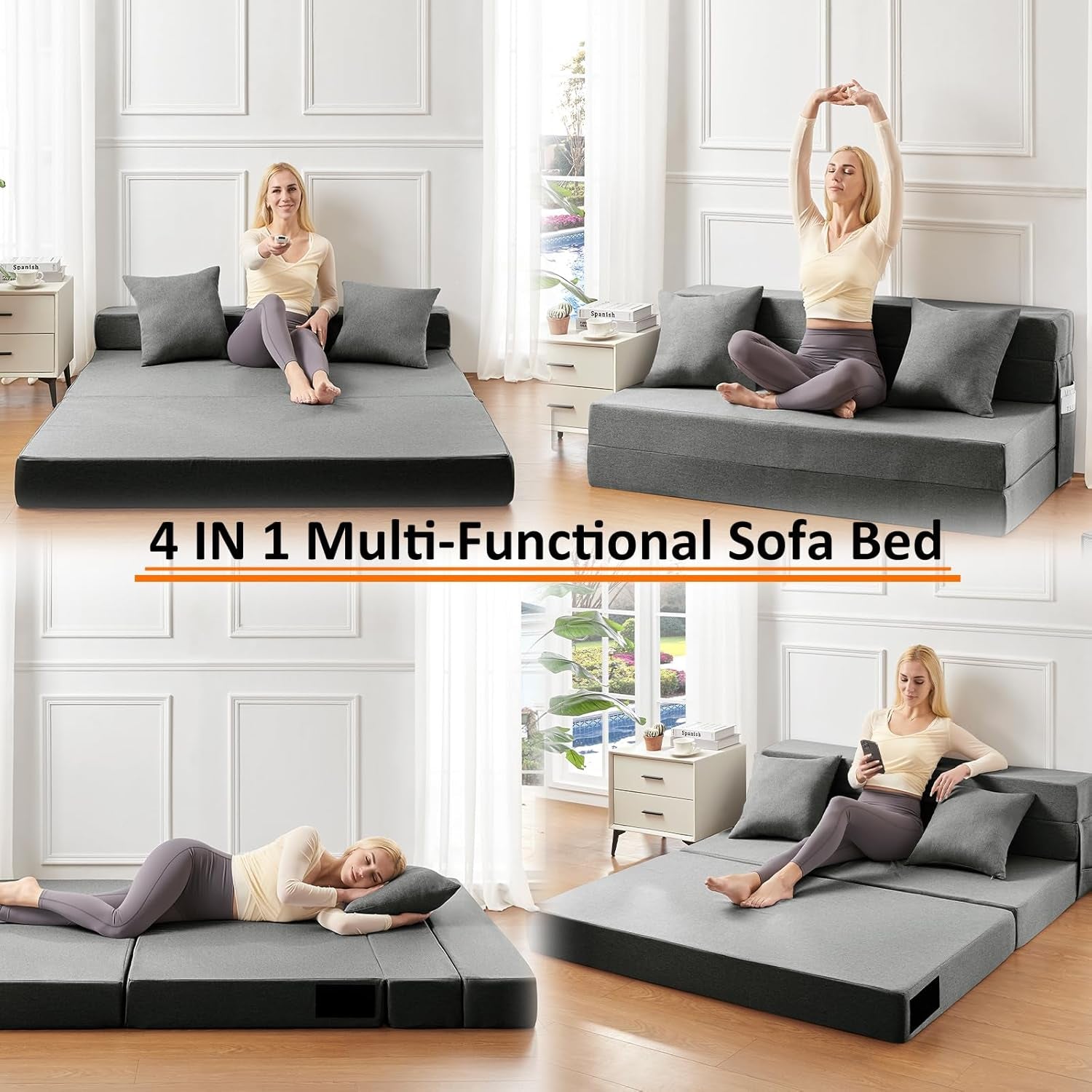 Twin Size Folding Sofa Bed with Memory Foam Comfort