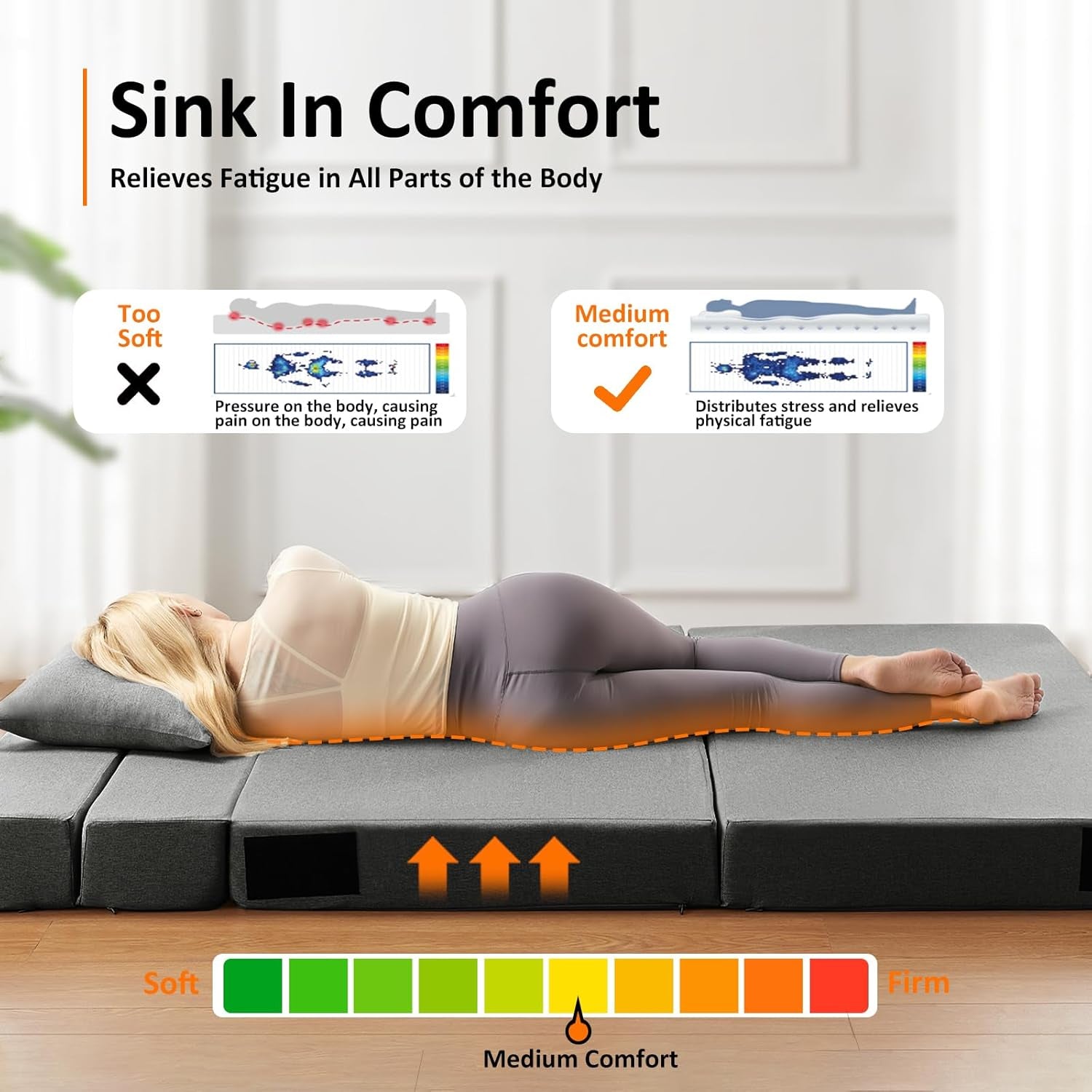 Twin Size Folding Sofa Bed with Memory Foam Comfort