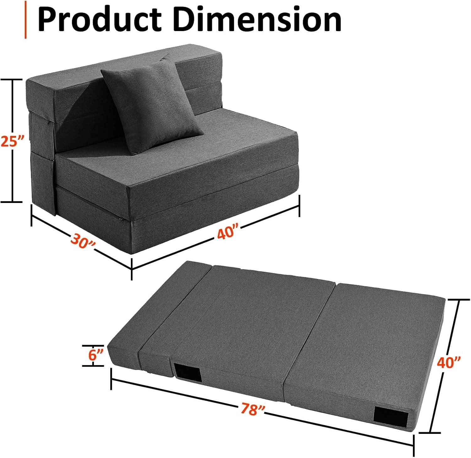 Twin Size Folding Sofa Bed with Memory Foam Comfort