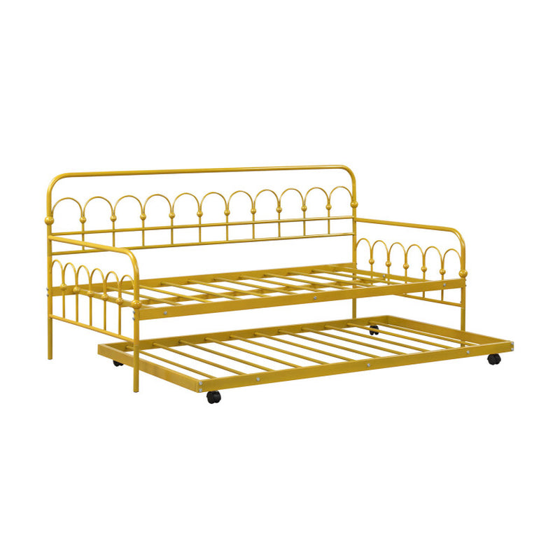 Twin Size Golden Daybed With Trundle And Lockable Wheels