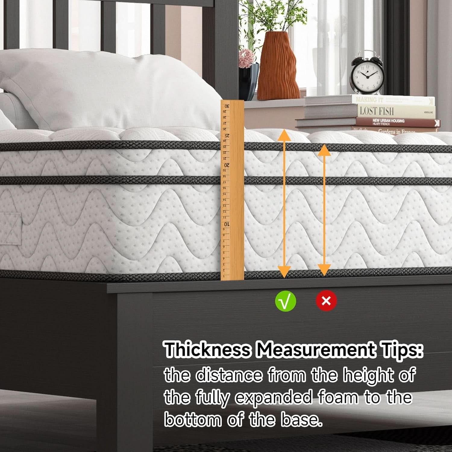 Twin Size Mattress 12Inch Fiberglass Free Memory Foam Hybrid