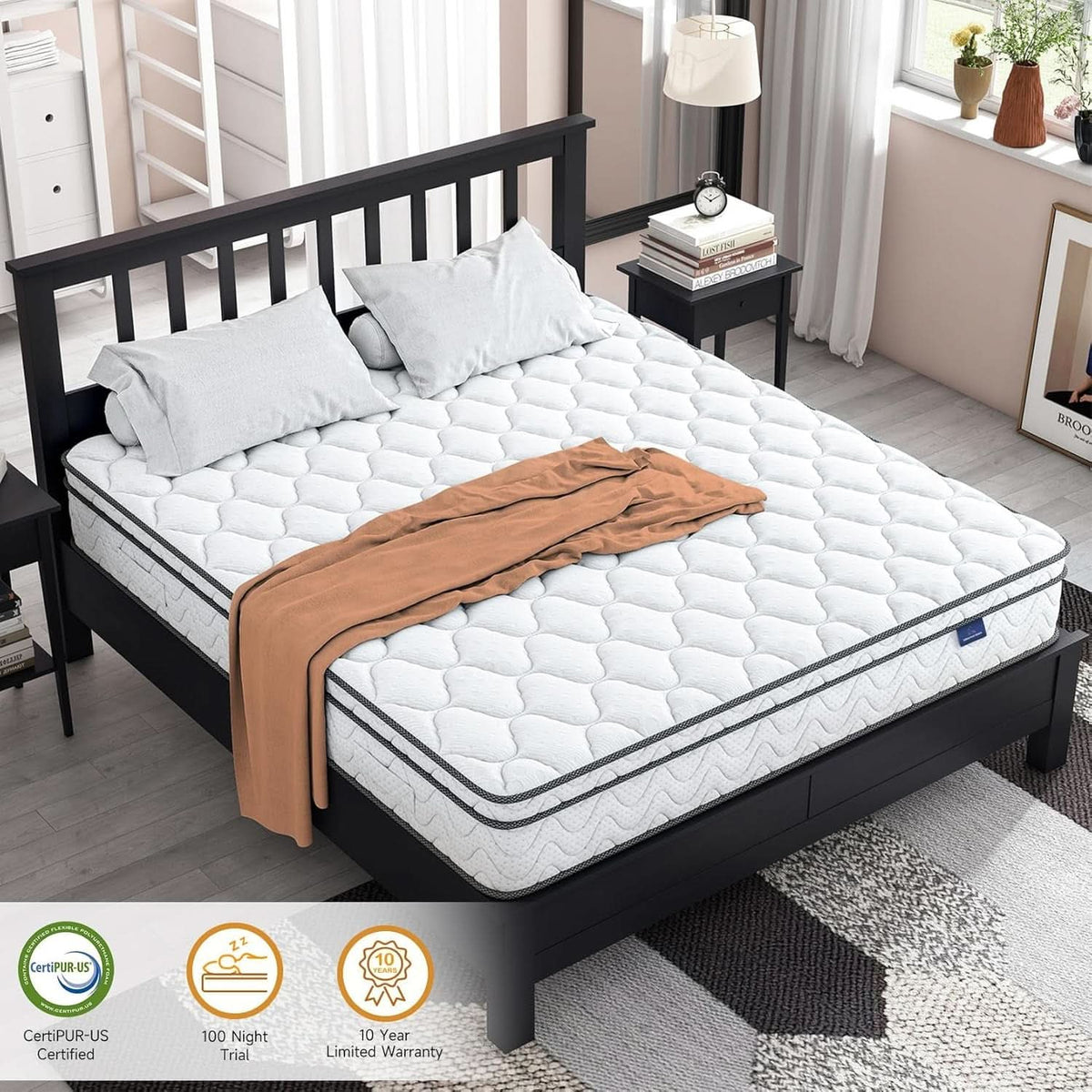 Twin Size Mattress 12Inch Fiberglass Free Memory Foam Hybrid