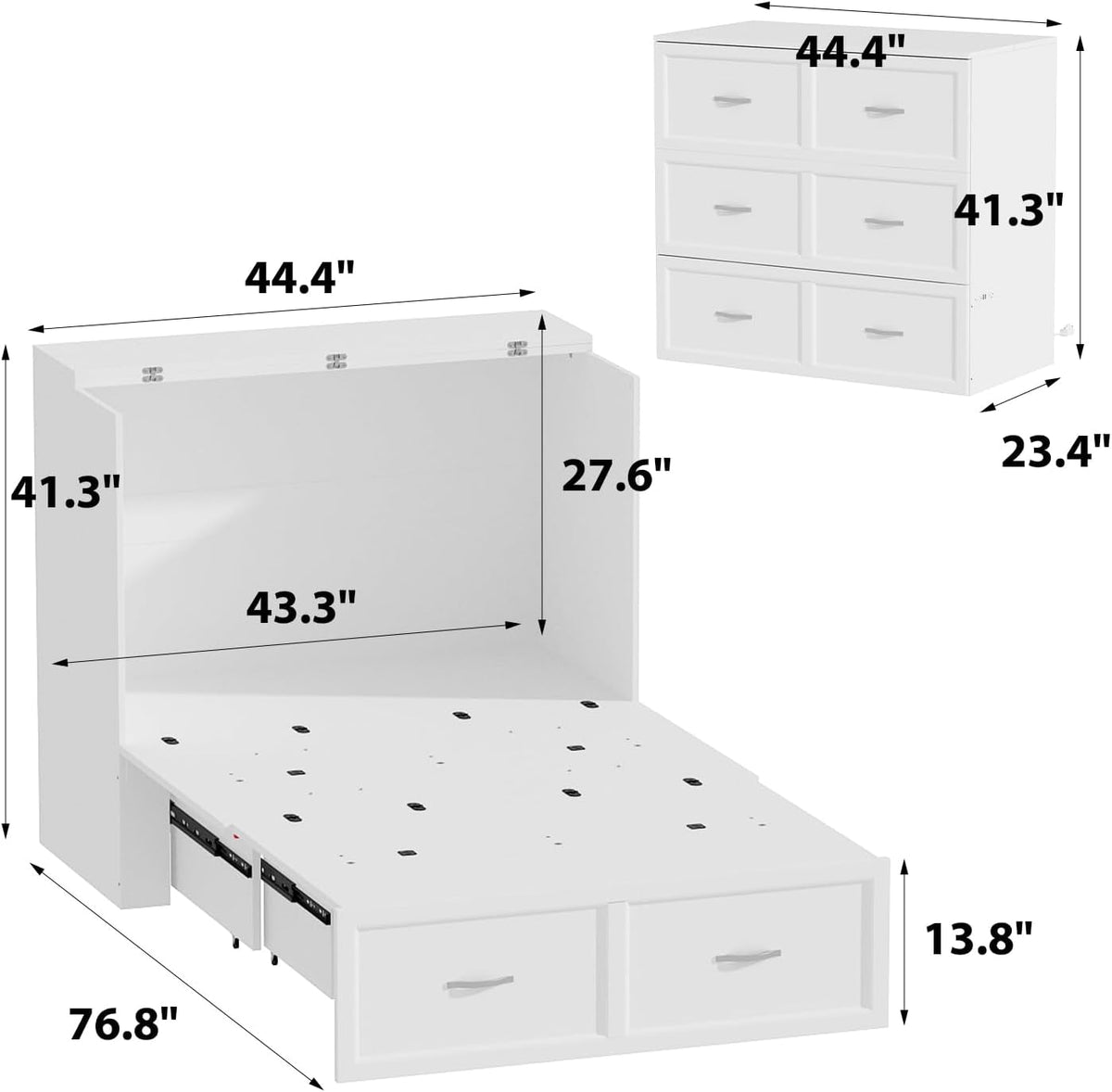 Twin Size Murphy Bed Cabinet With Built In Charging Station