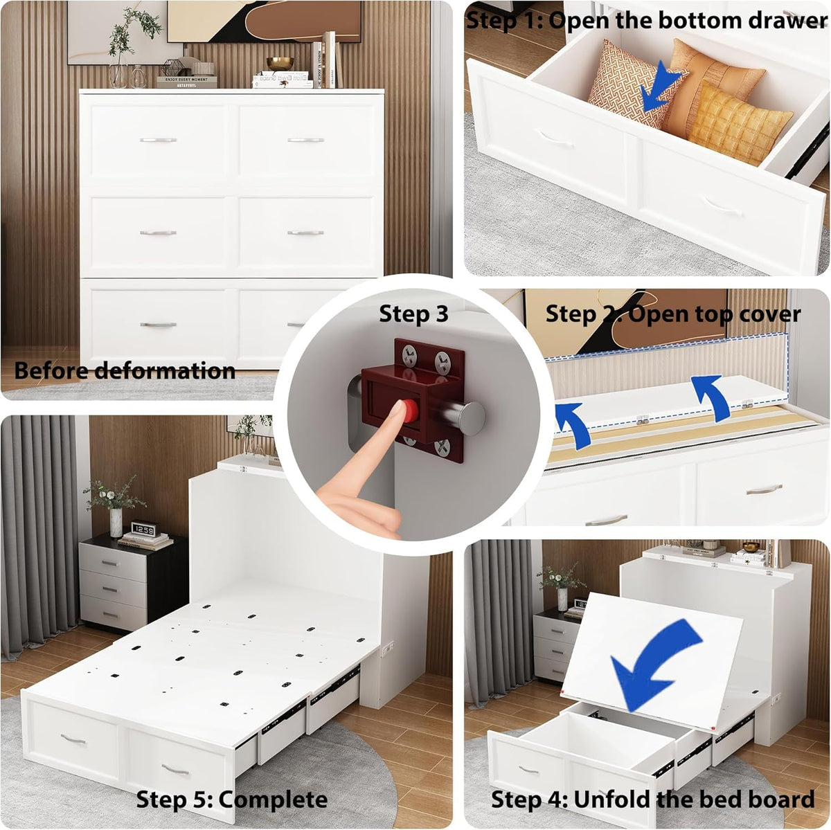 Twin Size Murphy Bed Cabinet With Built In Charging Station