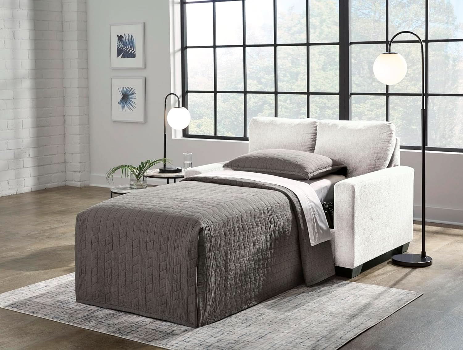 Twin White Premium Ultra Vision Memory Foam Sofa Sleeper