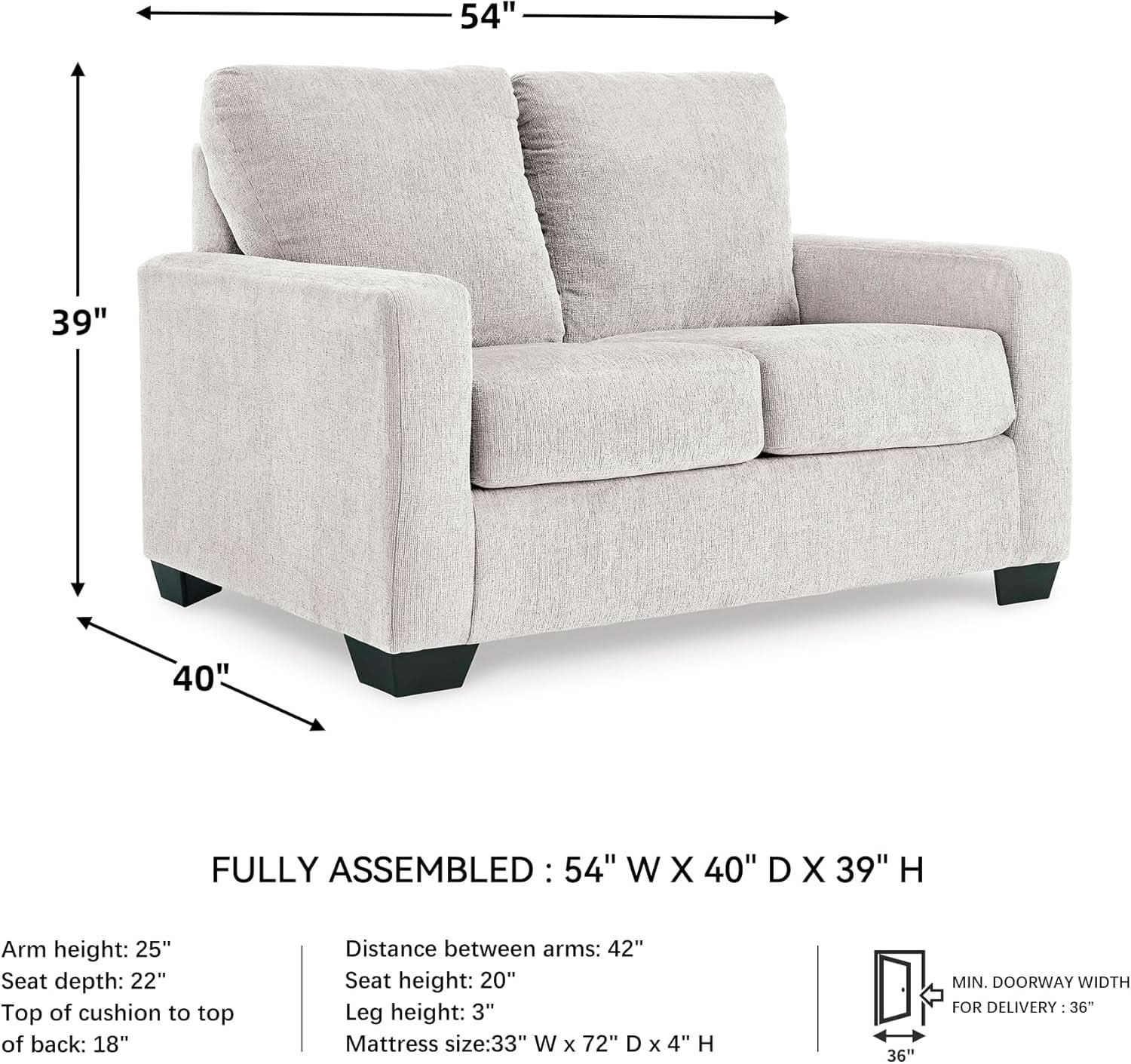 Twin White Premium Ultra Vision Memory Foam Sofa Sleeper