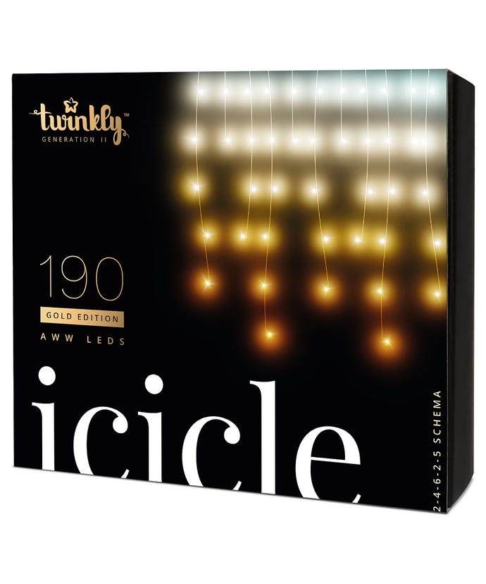 Twinkly 190-Light AWW LED Icicle Light Set (Generation II)
