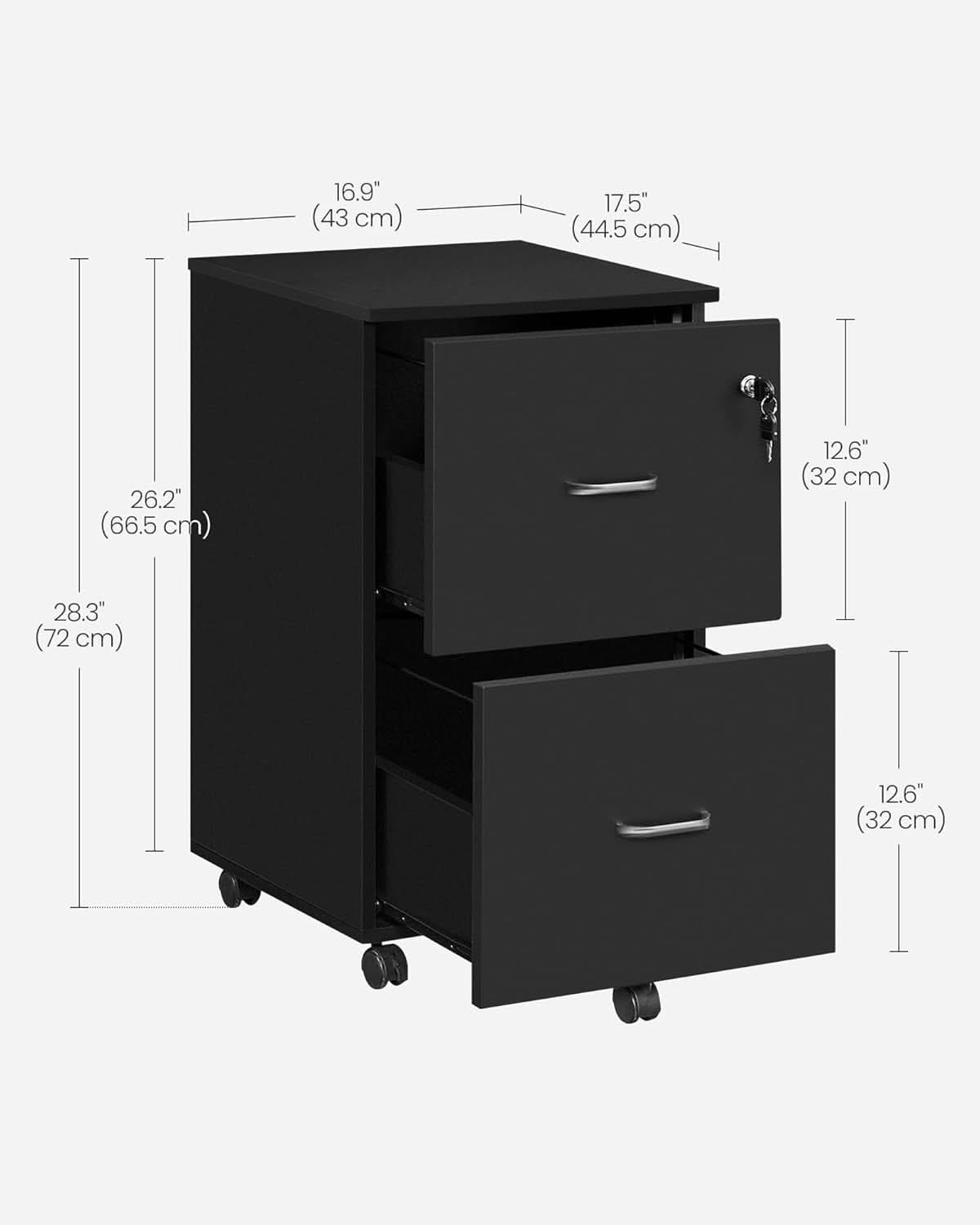 Two Drawer File Cabinet For Home Office A4 Size Black Honey Finish Space Saving Design
