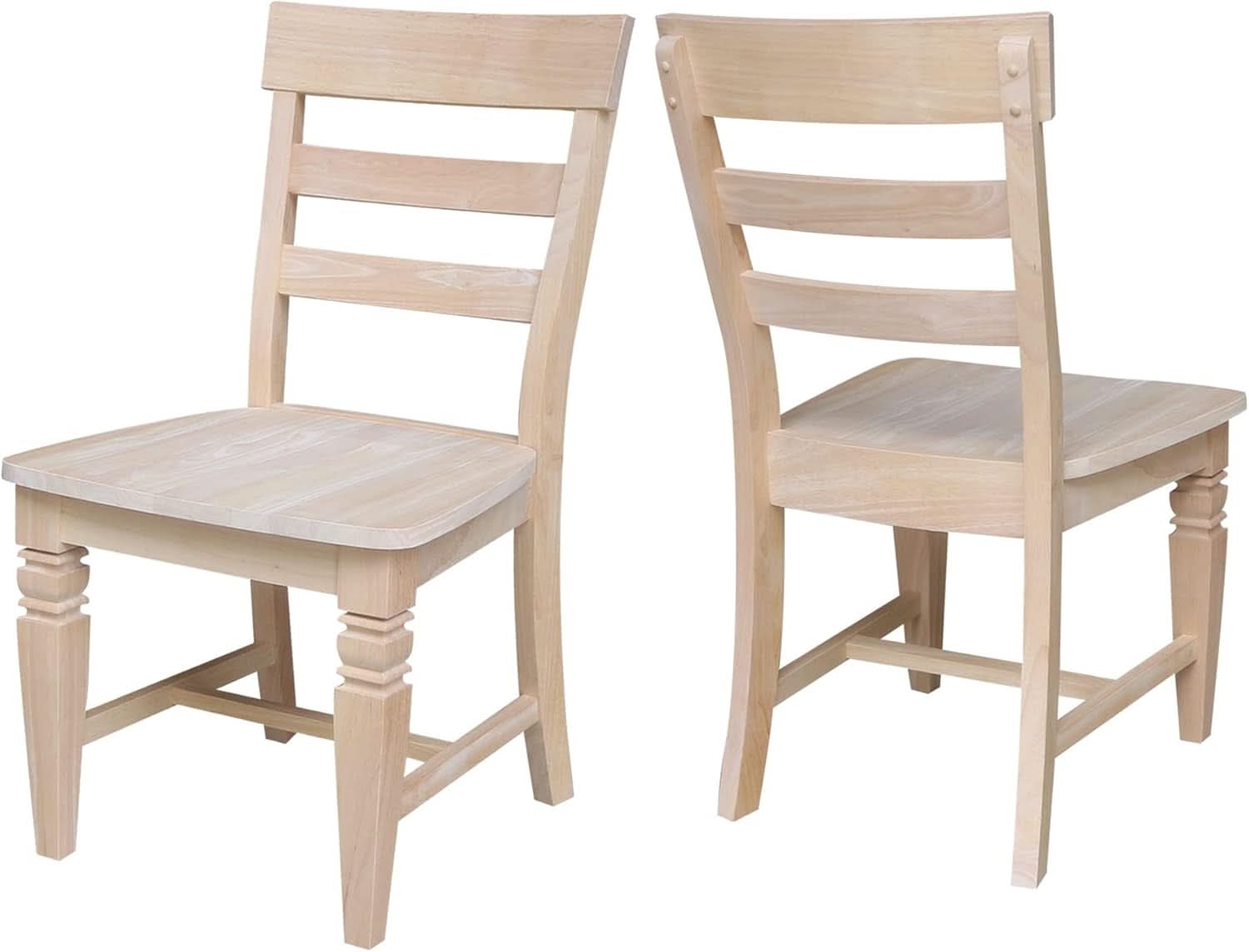 Two Java Dining Chairs Unfinished Parawood 225 Lb Capacity