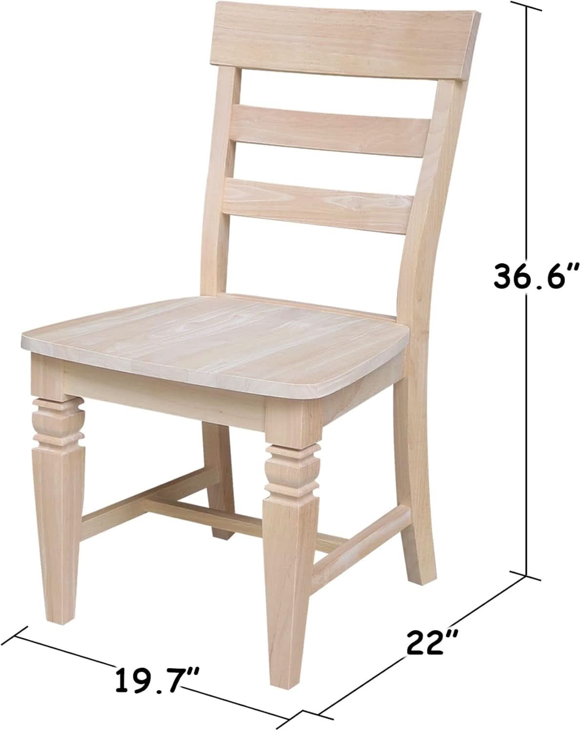 Two Java Dining Chairs Unfinished Parawood 225 Lb Capacity
