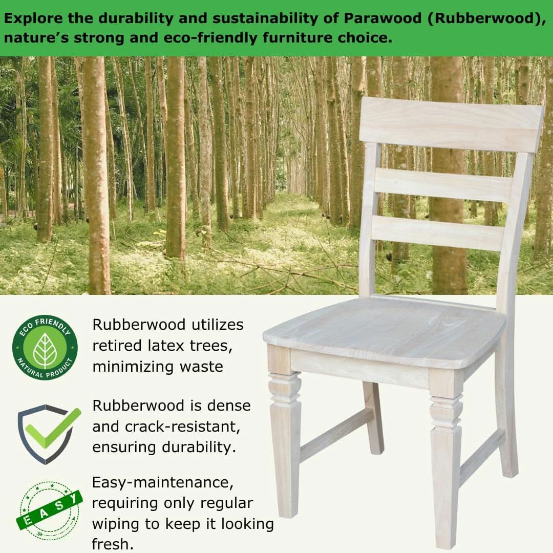 Two Java Dining Chairs Unfinished Parawood 225 Lb Capacity
