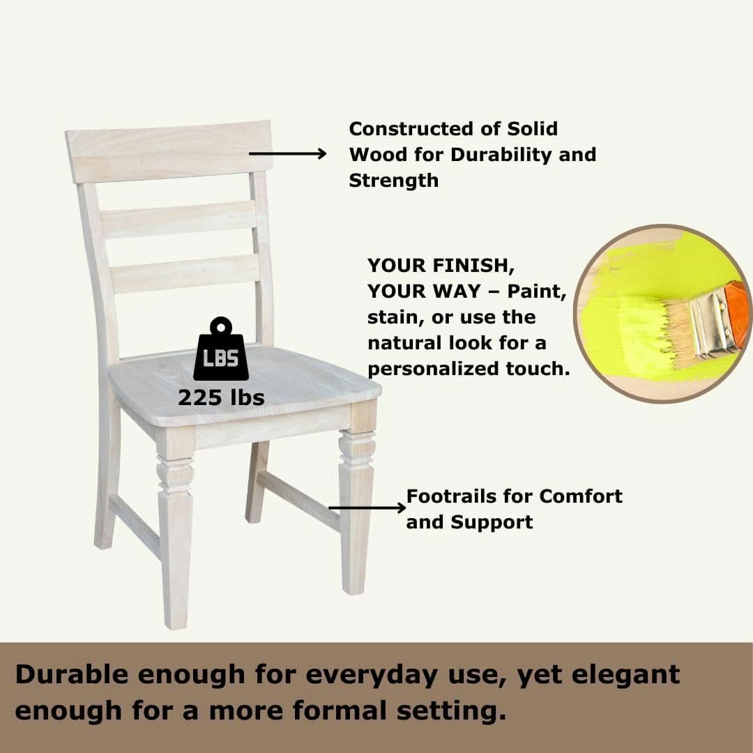 Two Java Dining Chairs Unfinished Parawood 225 Lb Capacity