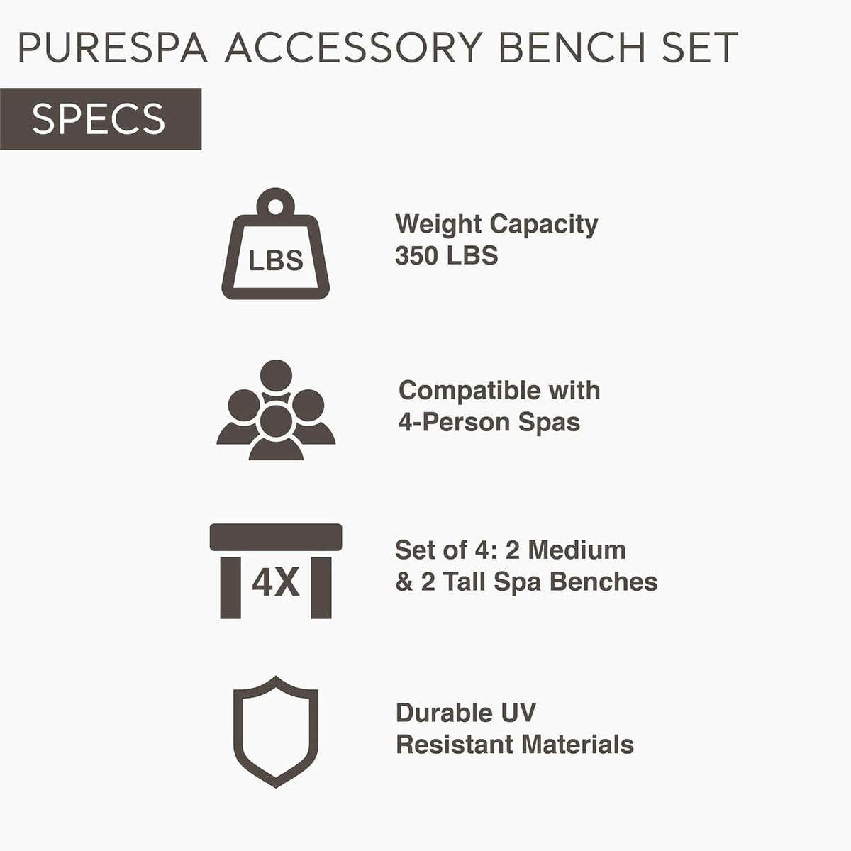 Two Medium Height PureSpa Benches For Four Person Spas Featuring Curved Seating Set