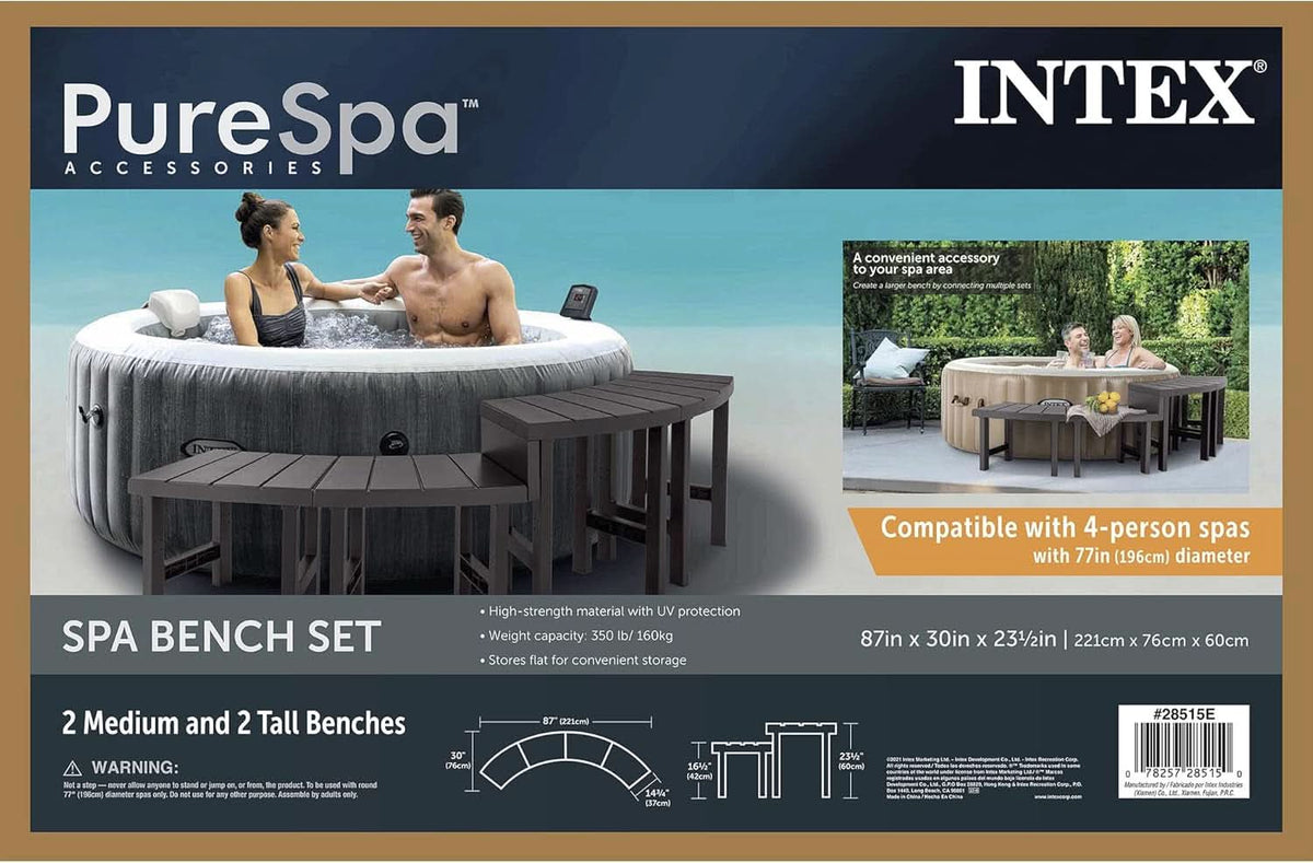 Two Medium Height PureSpa Benches For Four Person Spas Featuring Curved Seating Set