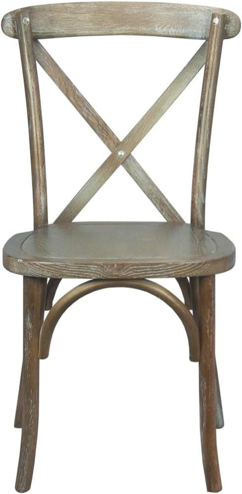 Two Pack Medium White Grain X-Back Dining Chairs Stackable Elm Wood Construction