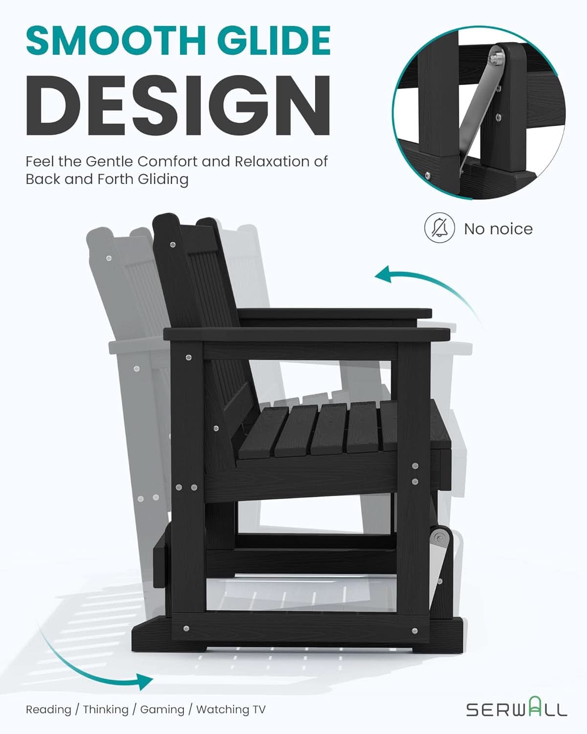 Two Person Outdoor Glider Bench Weather Resistant Comfortable