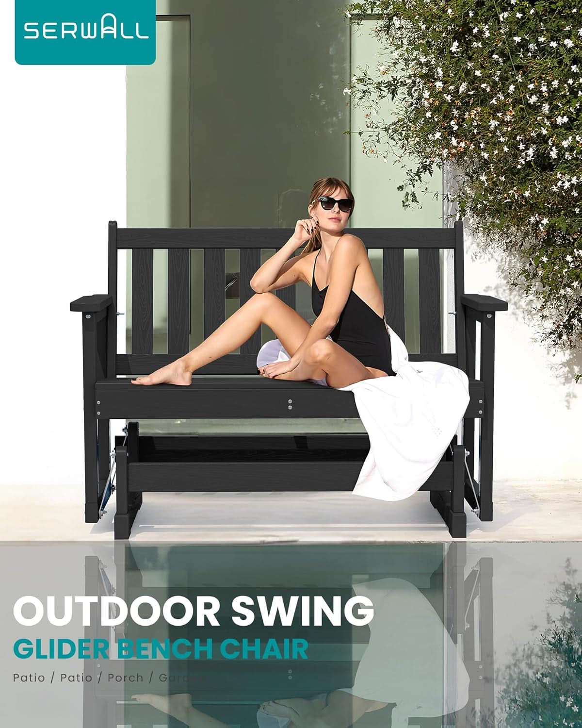 Two Person Outdoor Glider Bench Weather Resistant Comfortable