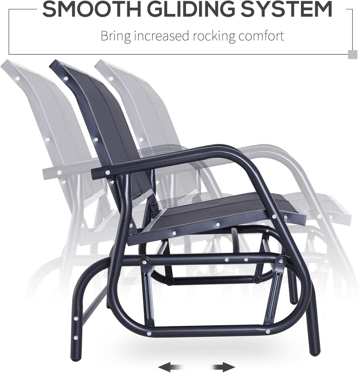 Two Person Outdoor Glider Bench with Steel Frame