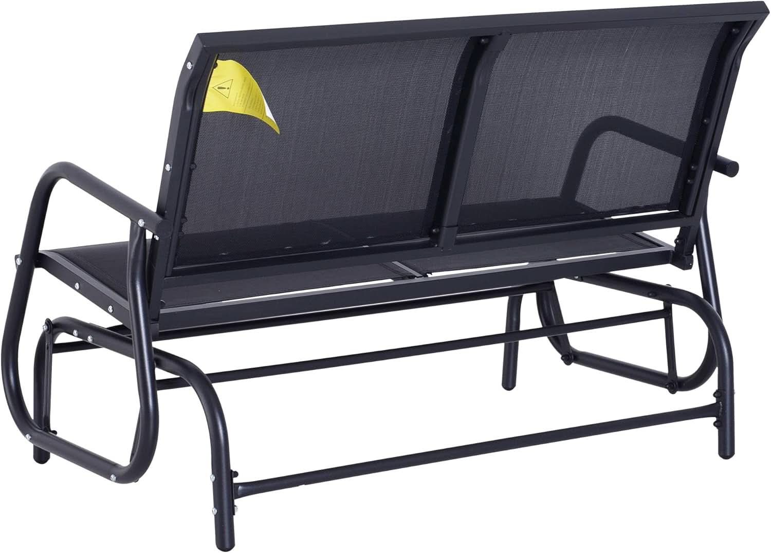 Two Person Outdoor Glider Bench with Steel Frame