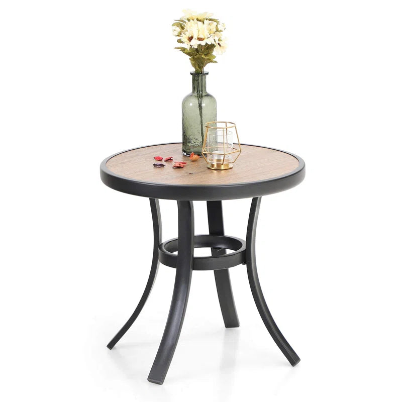 Two Person Outdoor Swivel Chairs With Wood Table Top