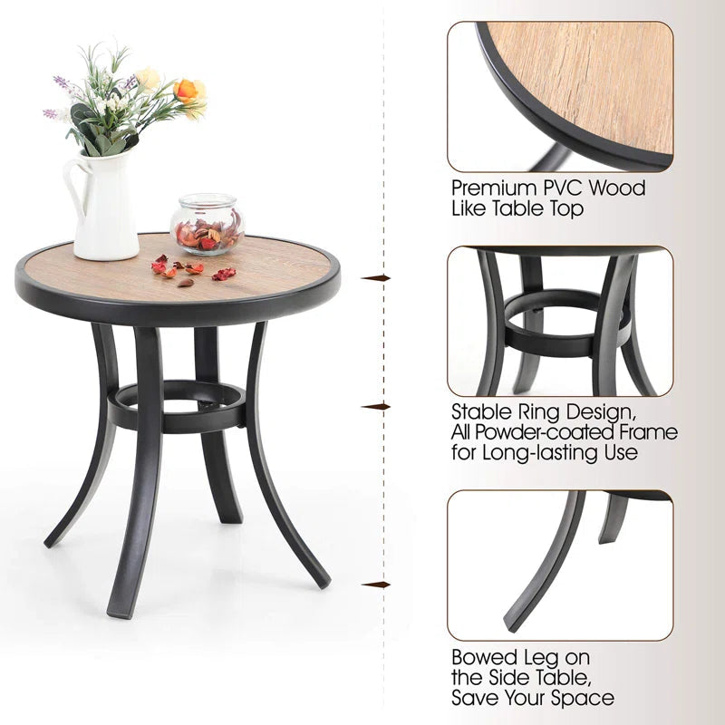 Two Person Outdoor Swivel Chairs With Wood Table Top